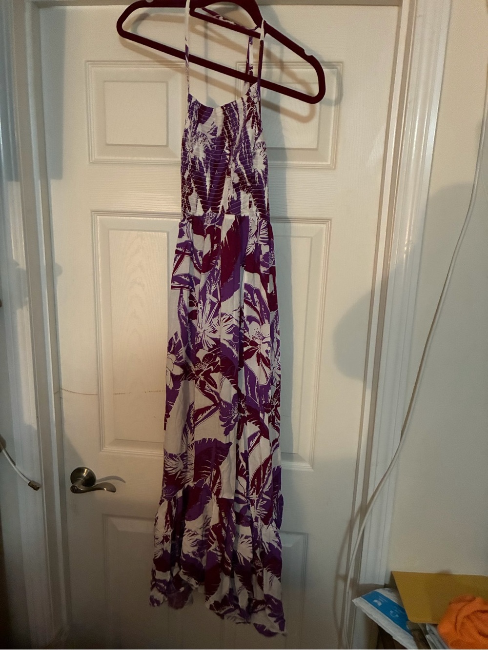 Free People Purple & White Floral Halter Maxi Dress